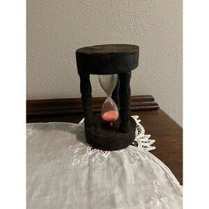 Vintage Wood Pink Sand Hour Glass